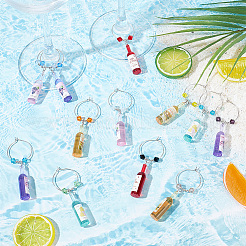 Resin Wine Bottle & Glass Beads Wine Glass Charms&nbsp;AJEW-GA00011