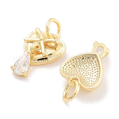 Brass with Clear Cubic Zirconia Charms&nbsp;KK-P271-27G