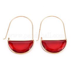 Brass Glass Hoop Earrings&nbsp;EJEW-Q021-001