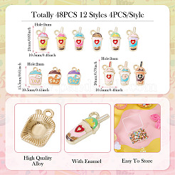 48Pcs 12 Styles Alloy Enamel Pendants&nbsp;ENAM-BG0001-10
