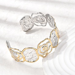 Hammered 304 Stainless Steel Cuff Bangles for Women&nbsp;LS-BJEW-P371-01B
