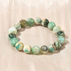 Natural Green Line Jasper Round Beaded Stretch Bracelets for Women&nbsp;BJEW-F535-02C