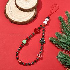 Lampwork & Glass Christmas Phone Lanyard Wrist Strap&nbsp;HJEW-SZ00098