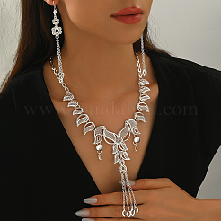 Elegant Alloy Butterfly Tassel Earrings & Necklaces Sets for Wedding&nbsp;QJ0364