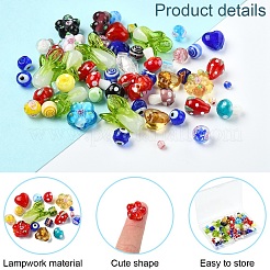 60Pcs 10 Style Handmade Lampwork Bead Strands&nbsp;LAMP-YW0001-32