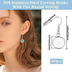 60Pcs 304 Stainless Steel Earring Hooks&nbsp;STAS-BBC0009-93A