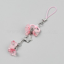 Lily of the Valley Handmade Lampwork & Alloy Butterfly Pendant Decorations&nbsp;HJEW-WH20021-06C