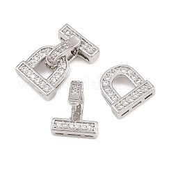 Brass Micro Pave Clear Cubic Zirconia Fold Over Clasps&nbsp;KK-U059-68P