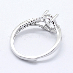 Anti-Tarnish Rhodium Plated 925 Sterling Silver Finger Ring Components&nbsp;STER-G027-17P