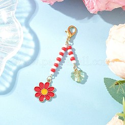 3Pcs Flower Alloy Enamel Pendant Decorations&nbsp;HJEW-MZ00337