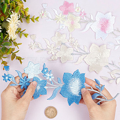 6Pcs 3 Colors Plum Blossom Computerized Embroidery Cloth Iron On Patches&nbsp;PATC-GF0001-04