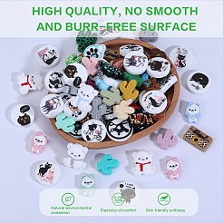 16Pcs 8 Styles Printed Food Grade Eco-Friendly Silicone Focal Beads&nbsp;SIL-SZ0001-45B