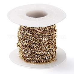 Ion Plating(IP) 304 Stainless Steel Faceted Curb Chains&nbsp;CHS-G027-07G