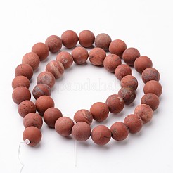 Frosted Round Natural Red Jasper Bead Strands&nbsp;G-J346-22-10mm