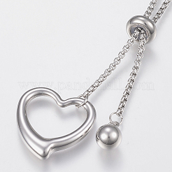 Tarnish Resistant Adjustable 304 Stainless Steel Lariat Necklaces&nbsp;NJEW-H484-01P