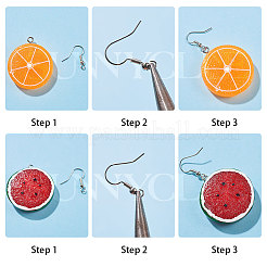 DIY Dangle Earring Making Resin Pendants with Tone Iron Findings and Brass Earring Hooks&nbsp;DIY-SC0009-24