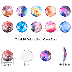 Starry Sky Pattern Printed Glass Cabochons&nbsp;GGLA-SC0001-02