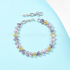 Platinum Tone Brass Micro Pave Cubic Zirconia Tennis Bracelets&nbsp;BJEW-B160-13P