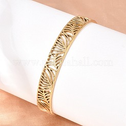 Hollow 304 Stainless Steel Open Cuff Bangles for Women&nbsp;BJEW-F547-01G