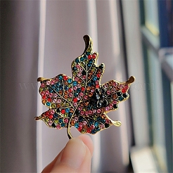 Maple Leaf Alloy Rhinestone Brooches&nbsp;PW-WG48F57-01