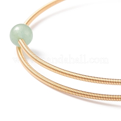 Natural Green Aventurine & Evil Eye Lampwork & Natural Pearl Beaded Bangle&nbsp;BJEW-JB08463-05