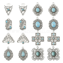 16Pcs 8 Styles Synthetic Turquoise Pendants&nbsp;FIND-TA0002-15