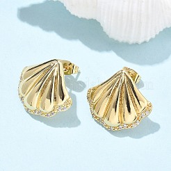 Brass Clear Cubic Zirconia Stud Earrings&nbsp;EJEW-Q017-05B-G