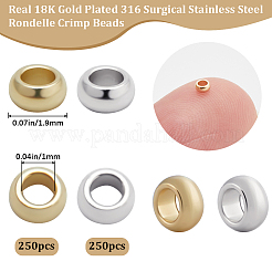 500Pcs 2 Colors 316 Surgical Stainless Steel Rondelle Crimp Beads&nbsp;STAS-BBC0008-72