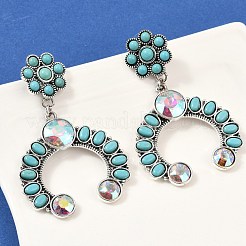Alloy Synthetic Turquoise Dangle Stud Earrings&nbsp;LS-EJEW-U053-09A-AS