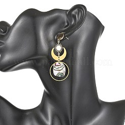 201 Stainless Steel & Natural Paua Shell Pendants Dangle Earrings&nbsp;EJEW-JE07456-01
