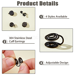 16Pcs 4 Styles Alloy & 304 Stainless Steel Cuff Earrings&nbsp;EJEW-HS0001-17