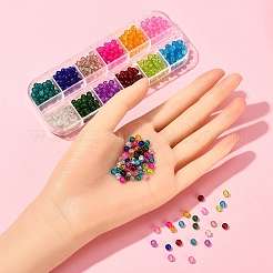 540Pcs 12 Colors Spray Painted Crackle Glass Beads Strands&nbsp;CCG-YW0001-08