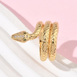 Brass Micro Pave Cubic Zirconia Finger Rings&nbsp;RJEW-Z101-01G-01