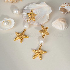 Stainless Steel Starfish Dangle Stud Earrings&nbsp;HA8788