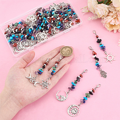 36Pcs 6 Styles Natural Gemstone and Alloy Pendant Decoration&nbsp;HJEW-ME00009