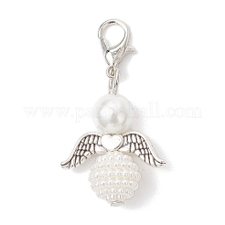 6Pcs 6 Styles Acrylic Imitation Pearl & Glass Pearl Angel Pendant Decorations&nbsp;HJEW-JM03480