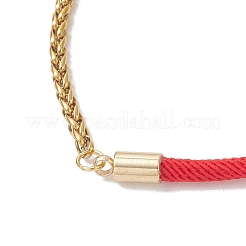 304 Stainless Steel Wheat Chains with Nylon Cord Mixed Chain Bracelets&nbsp;BJEW-JB13288-03