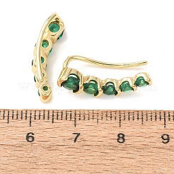 Brass Pave Cubic Zirconia Stud Crawler Earrings&nbsp;KK-CBAA351-13G