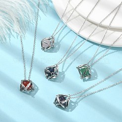 Mixed Round Natural Gemstone Pendant Necklaces&nbsp;NJEW-JN04548-02