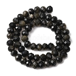 Natural Golden Sheen Obsidian Beads Strands&nbsp;G-B179-A06-6x8mm