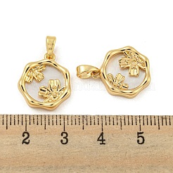 Brass Pave Shell Pendants&nbsp;KK-G490-37G