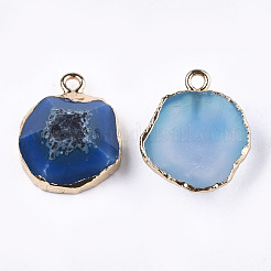 Electroplate Natural Agate Pendants&nbsp;G-T112-18E