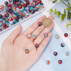 200Pcs 8 Colors Two Tone Transparent Crackle Glass Beads&nbsp;GLAA-AR0001-44