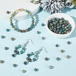 Frosted Natural African Turquoise(Jasper) Round Beads Strands&nbsp;G-OC0001-79B