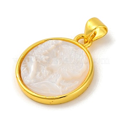 Natural White Shell Carved Cameo Lady Pendants&nbsp;KK-D537-01G-02