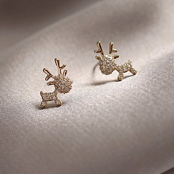 Alloy Crystal Rhinestone Deer Stud Earrings&nbsp;FS-WG0671C-01