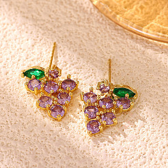 Brass Pave Cubic Zirconia Stud Dangle Earrings&nbsp;CU-CBA2AB4-02G