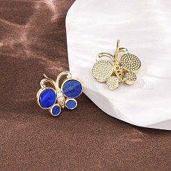 Butterfly Brass Micro Pave Clear Cubic Zirconia Stud Earrings&nbsp;EJEW-C173-01G