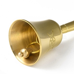 Triple Goddess Pentagram Brass Hand Bell&nbsp;AJEW-E052-01G-02