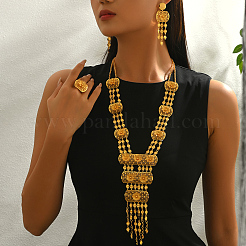 Luxury Vintage Iron Floral Filigree Necklace & Dangle Stud Earrings & Ring Sets for Women&nbsp;LF1388
